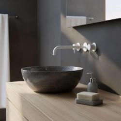 Robinetele de baie încorporate Waterevolution Flow cu 3 orificii, finisaj mat alb, cu gură de descărcare de 25, T1163FBR-25.
