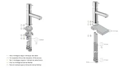 Robinetul pentru chiuvetă Waterevolution S22 din oțel inoxidabil cu baterie de scurgere T410IE.