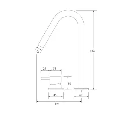 Robineta pentru chiuveta Waterevolution Flow cu 2 orificii, finisaj mat alb, cu o ieșire mică de 120 mm în formă de V, model T1121VBR.