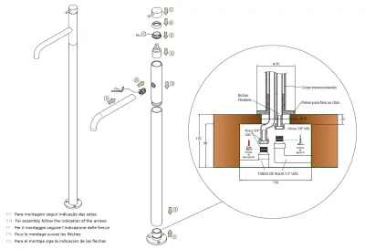 Robinetele de chiuvetă Waterrevolution Flow, în culoarea negru mat, montate pe suport
