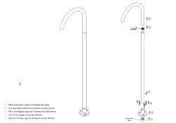 Robinetele de baie Waterrevolution Flow cu gură de scurgere, culoare alb mat, montate pe suport, model T1677BR.