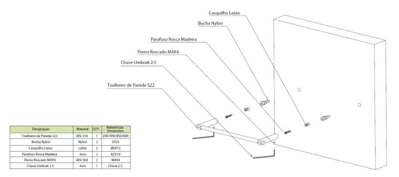 Suport pentru prosoape Waterevolution S22, 60 cm, din oțel inoxidabil, A413IE.