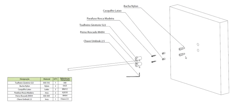 Suportul pentru prosoape rotativ Waterevolution S22, 30 cm, din oțel inoxidabil - A415IE.