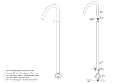 Evolutia apei, robinet de baie cu scurgere in pardoseala, finisaj mat alb T1673BR