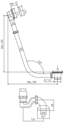 Scurgere de baie PB cu lanț pentru cadă independentă, bronz 1208590152