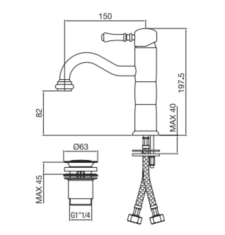 PB Classic robinet de lavabo classique pilar bronze 1208592572