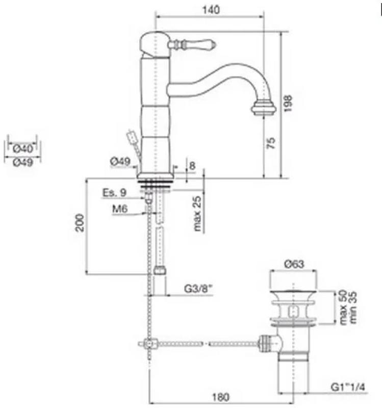 Robinetul pentru chiuvetă clasică PB Classic Pilar din oțel inoxidabil 1208592582