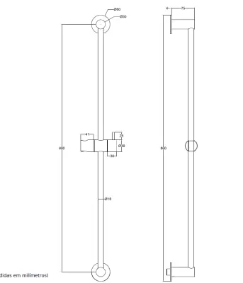 Waterevolution Flow bara de duș 800mm crom T166001