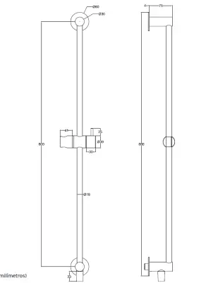 Setul de bara de dus Waterevolution Flow cu dus manual, 800mm, cromat T166101