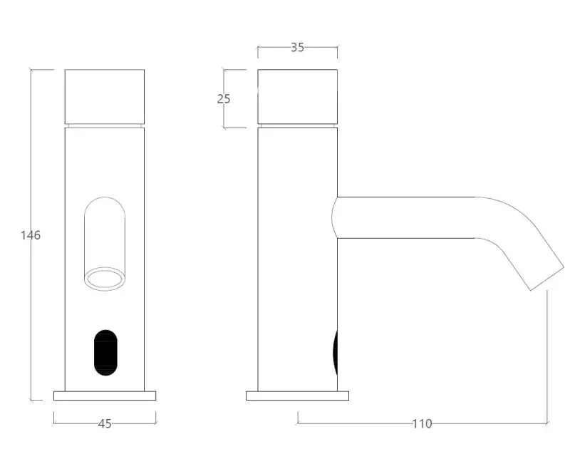 Waterevolution Flow baterie electronică pentru chiuvetă cu infraroșu, alimentată cu baterii, alb mat T110EBBR