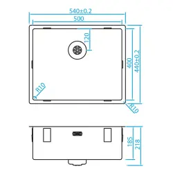 Caressi R10 Chiuvetă din oțel inoxidabil 50x40cm montaj sub blat la suprafață și la nivel CAPP50R10