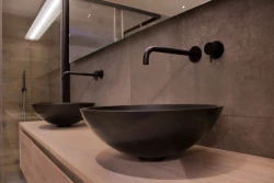 Solid-S Pure Chiuvetă de montare pe blat, cu bazin rotund, negru mat, L41 x H14 cm, fără preaplin, cu dop din material solid surface 1208775662