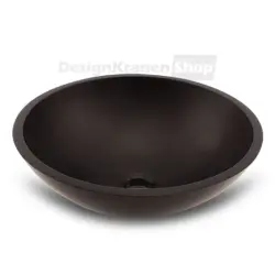 Solid-S Pure Chiuvetă de montare pe blat, cu bazin rotund, negru mat, L41 x H14 cm, fără preaplin, cu dop din material solid surface 1208775662