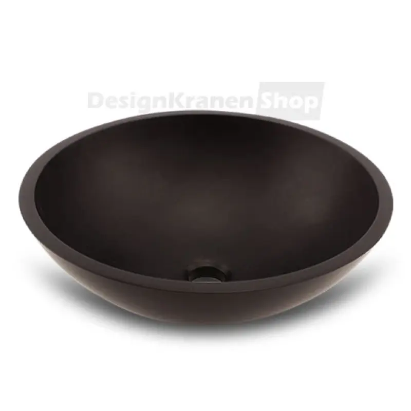 Solid-S Pure Chiuvetă de montare pe blat, cu bazin rotund, negru mat, L41 x H14 cm, fără preaplin, cu dop din material solid surface 1208775662