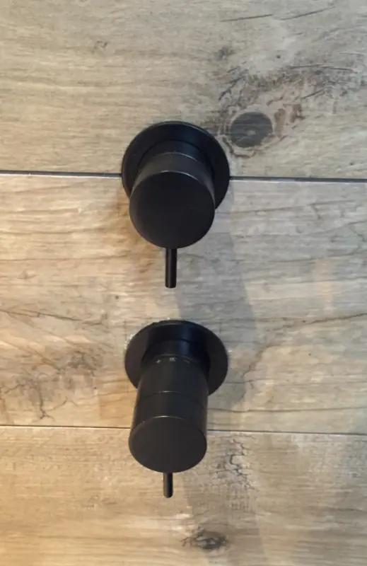 Waterevolution Flow termostat de duș încastrat cu 2 ieșiri, negru mat, cu rozetă rotundă 1208778072