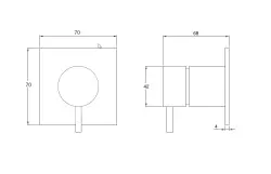 Waterevolution Flow încorporabil 2 cai, cu comutator, negru mat, cu rozetă rotundă T1482SPR.