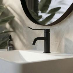 Robinetele pentru chiuvetă Waterevolution Flow, inclusiv dop de scurgere cu clic, negru mat T111PR