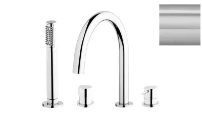 Robinetele pentru baie Waterevolution Flow cu 4 orificii pentru montarea pe marginea băii, complet din oțel inoxidabil T138IE.