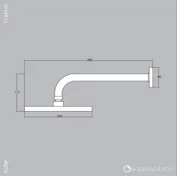 Duş principal Waterevolution Flow de 200mm cu racordare la perete complet din oțel inoxidabil T1641IE.