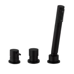 Robinetele de baie cu 3 găuri Waterevolution Flow, montate pe marginea băii, în finisaj mat negru, T138SBPR.
