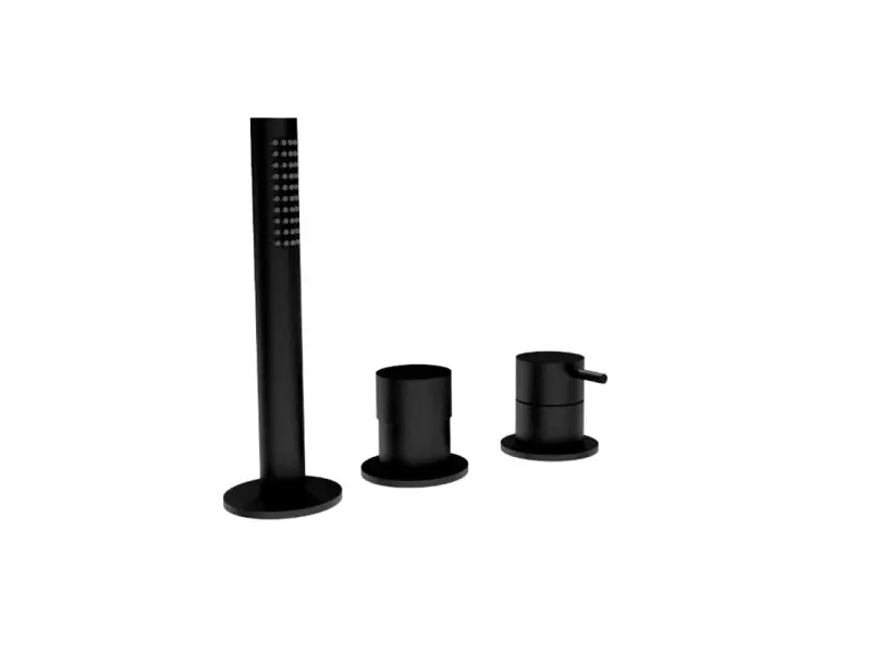 Robinetele de baie cu 3 găuri Waterevolution Flow, montate pe marginea băii, în finisaj mat negru, T138SBPR.