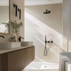 Waterevolution Flow set de duș încorporat, negru mat, cu termostat, duș de ploaie și duș manual 1208846402.