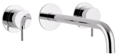 Ce este tradus în română: Robinet de baie încorporat Waterevolution Flow cu 3 găuri, cromat, cu tub de scurgere de 15 cm, T1163F01-15.