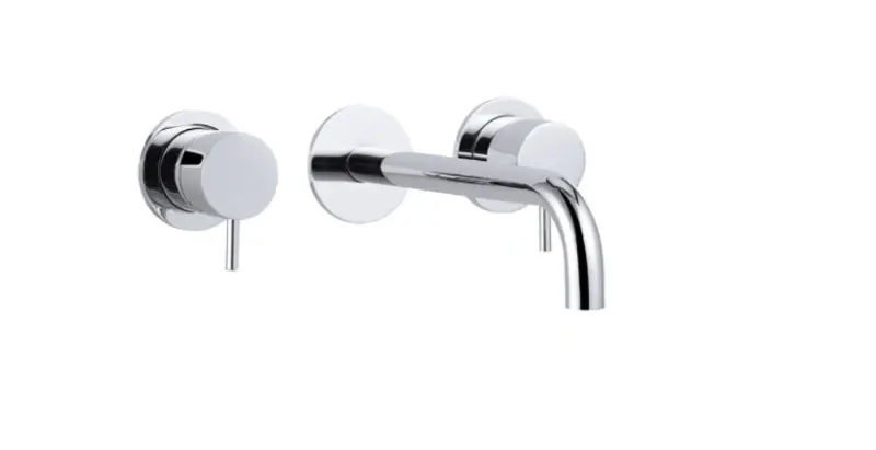 Waterevolution Flow Robinet de chiuvetă încastrat cu 3 găuri, crom, cu gura de scurgere de 15 cm T1163F01-15