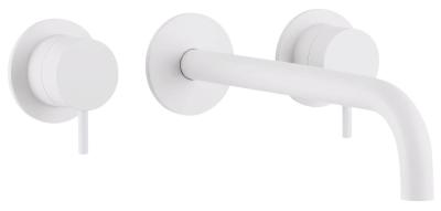 Robinetele de baie încorporate Waterevolution Flow 3 orificii, în finisaj mat alb, cu ieșire de 15 cm T1163FBR-15.
