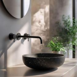 Robinetele de baie încorporate Waterevolution Flow, cu 3 orificii, negre mate, cu ieșirea de 21 de centimetri, T1163FPR-21.