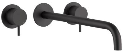 Robinetele de baie încorporate Waterevolution Flow, cu 3 orificii, negre mate, cu ieșirea de 21 de centimetri, T1163FPR-21.
