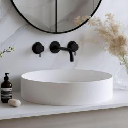 Robinetele de baie încorporate Waterevolution Flow cu 3 orificii, negre mate, cu un jet de 15 cm, T1163FPR-15.