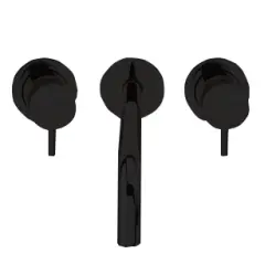Robinetele de baie încorporate Waterevolution Flow cu 3 orificii, negre mate, cu un jet de 15 cm, T1163FPR-15.