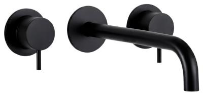 Robinetele de baie încorporate Waterevolution Flow cu 3 orificii, negre mate, cu un jet de 15 cm, T1163FPR-15.