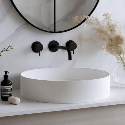 Robinetele de baie încorporate Waterevolution Flow cu 3 orificii, negre mate, cu un jet de 15 cm, T1163FPR-15.