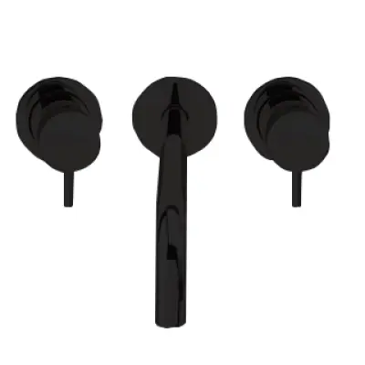 Robinetele de baie încorporate Waterevolution Flow cu 3 orificii, negre mate, cu un jet de 15 cm, T1163FPR-15.