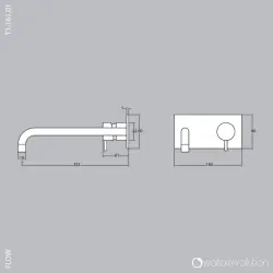 Robinetele de montaj Waterevolution Flow pentru chiuvetă cu plăcuță de acoperire cromată și gură de 15 cm T1161B01-15.