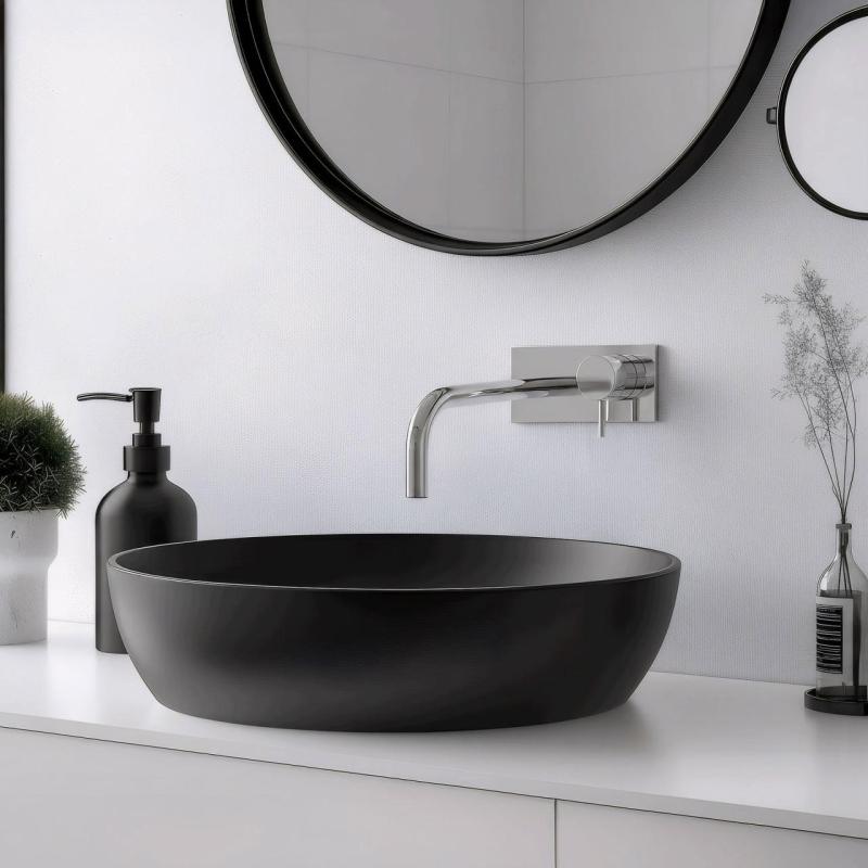 Robinetele de montaj Waterevolution Flow pentru chiuvetă cu plăcuță de acoperire cromată și gură de 15 cm T1161B01-15.