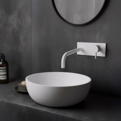 Robineta incorporabila pentru chiuveta Waterevolution Flow, cu placuta de acoperire, culoare alb mat, cu gura de scurgere de 21cm, modelul T1161BBR-21.
