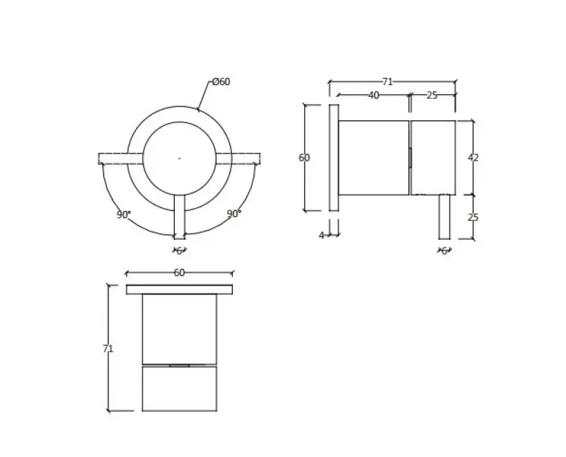 Waterevolution Flow încastrabil cu comutator cu 2 căi, rozetă rotundă cromată T1482S01.