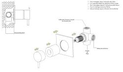 Fluxul Waterevolution Flow cu comutator încorporat cu 2 căi din oțel inoxidabil cu rozetă rotundă T1482SIE.