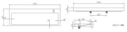 Chiuvetă Solid-S Quatra din material solid, suprafață mată albă, fără orificiu pentru robinet, 140 x 45,5 x 8 cm, cod 1208852752.
