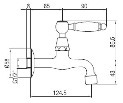 Robinet de perete clasic PB cu manetă albă apă rece bronz 1208853512