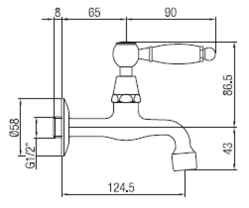 Robineta de perete clasică PB cu manetă albă pentru apă rece, din oțel inoxidabil 1208853532.