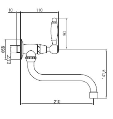 Robinetul clasic de perete PB cu maner alb, apă rece și gură de scurgere lungă din oțel inoxidabil 1208853572.