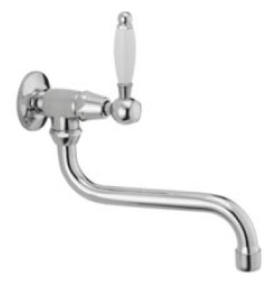 Robinetele de perete clasice PB cu maner alb, apă rece și tevă lungă de bronz 1208853602.