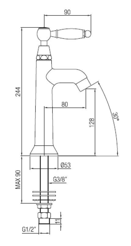 Robineta clasică PB cu maner alb, apă rece, cromată 1208853732.