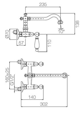 PB Robinet clasic montat pe perete cu mânere albe Cromat 1208854172