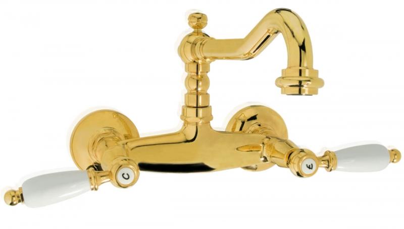 PB Robinet clasic montat pe perete cu mânere albe Cromat 1208854172