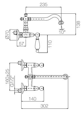 PB Robinet clasic montat pe perete cu mânere albe Bronz 1208854182